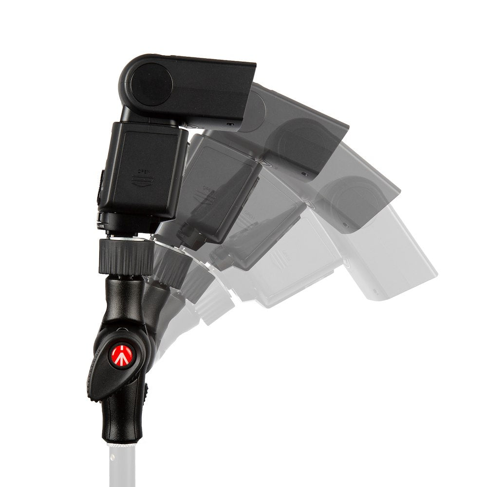 Manfrotto Cold Shoe Tilt Head with flash attached