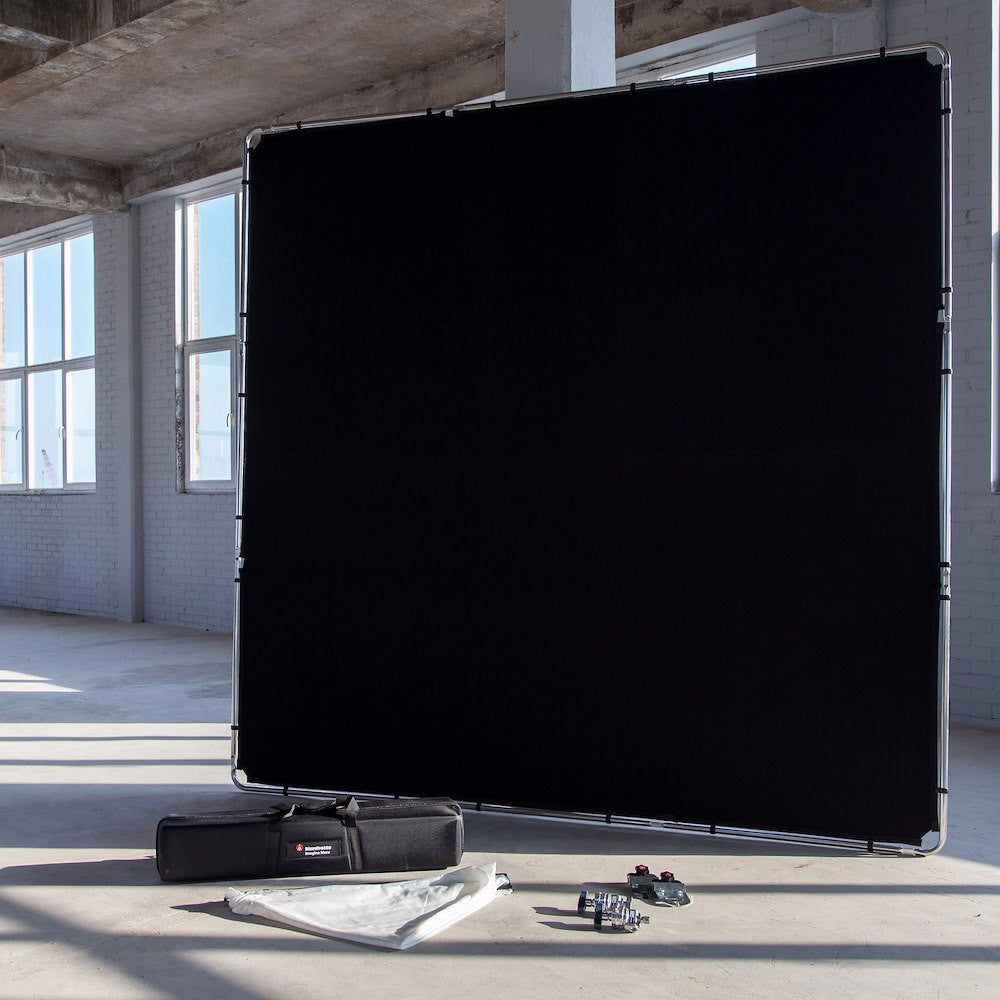 Manfrotto Pro Scrim 2.9m x 2.9m Extra Large, With Black Screen in Warehouse Shown As A kit