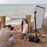 The Manfrotto Pro Scrim being used on a beach