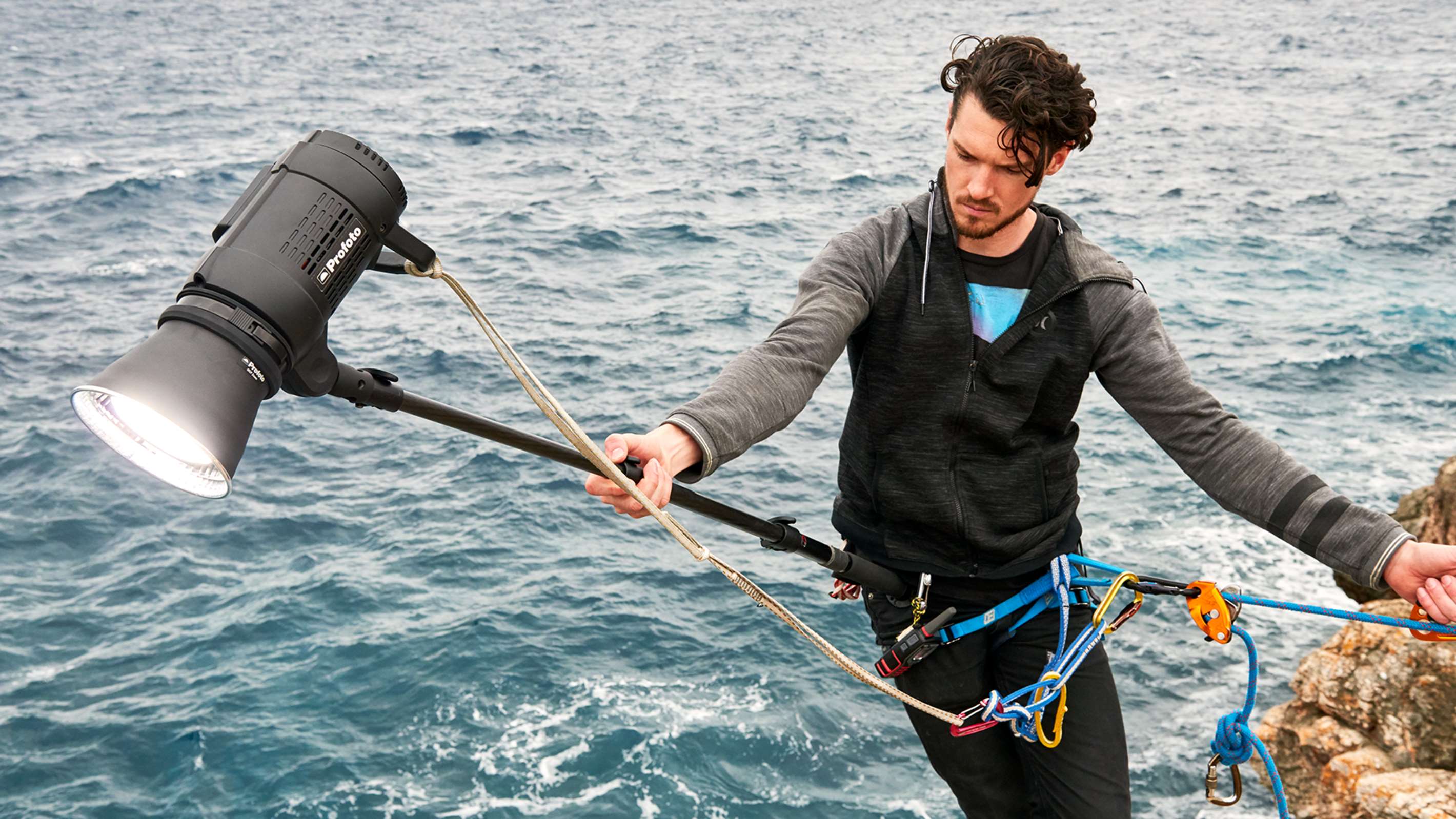 Profoto OCF Zoom Reflector being used on a coastal location shoot 