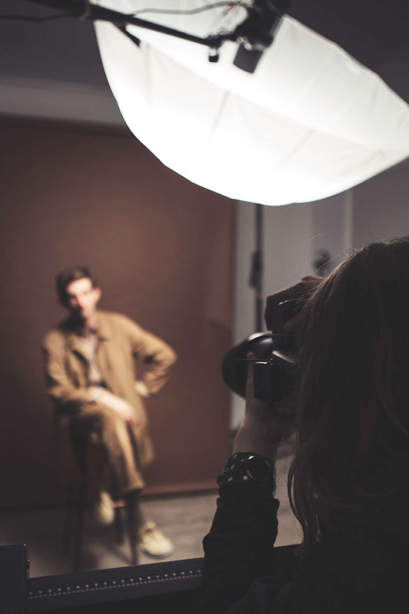 ﻿Profoto Umbrella Deep Translucent being used on set