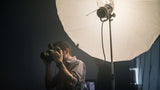 Optional Profoto Large Umbrella Diffuser. On Set, In Use With Photographer That Has A Nice Hair line
